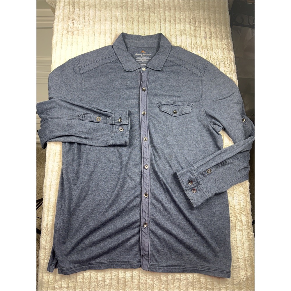 Tommy Bahama Button Up Blue Island Modern Fit Long Sleeve Soft Tencel Men Medium